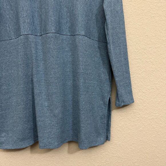 J. JILL Hooded Ribbed Knit Tunic Sweater Long Sleeve in Blue - Picture 4 of 9